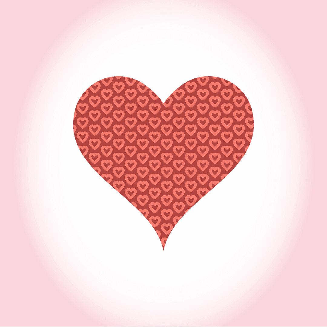 Seamless Heart Pattern with Romantic Symbol on Transparent Background