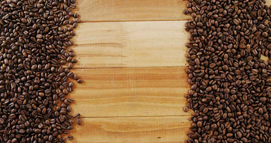 Background with coffee beans on wooden surface - Free Images, Stock Photos and Pictures on Pikwizard.com