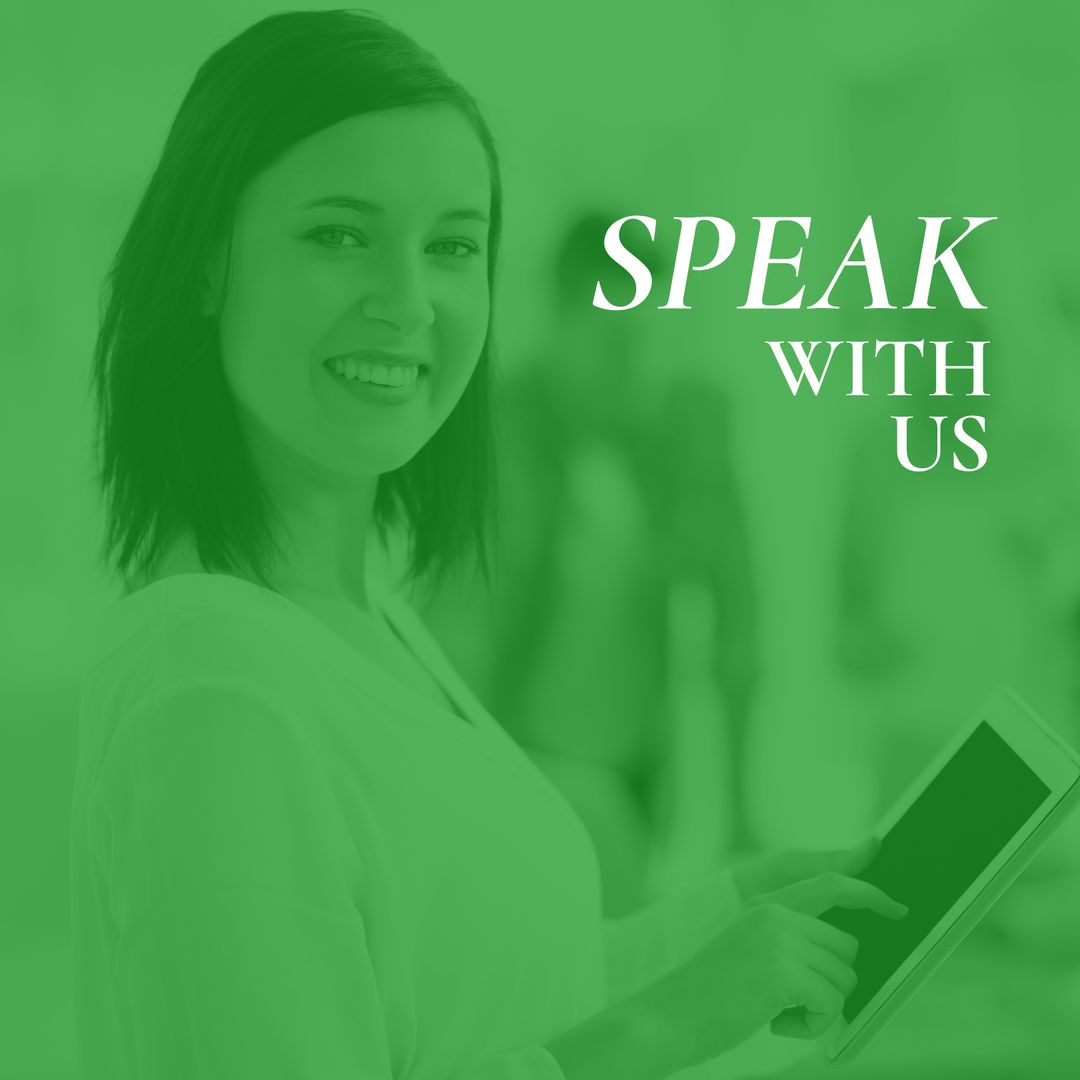 Smiling Counselor Engaging in Digital Communication