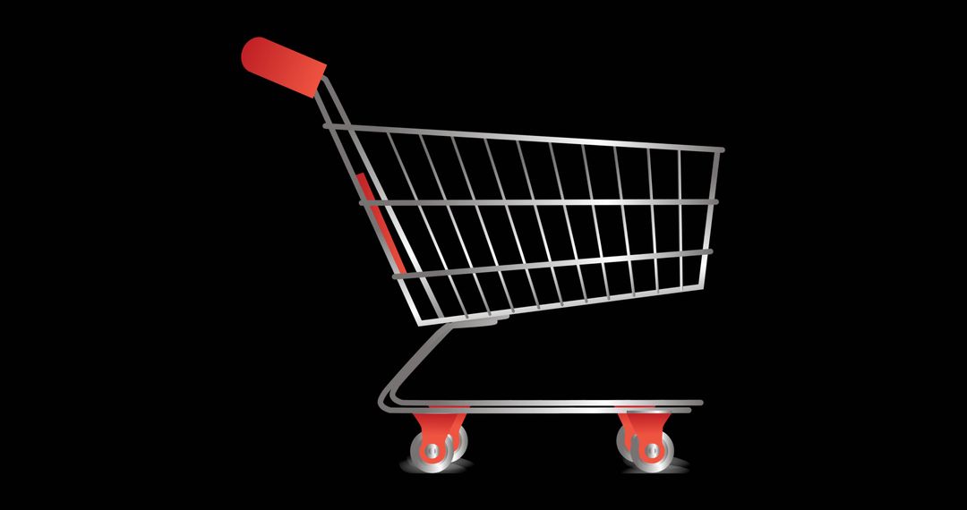 Minimalist Empty Shopping Cart on Black Background
