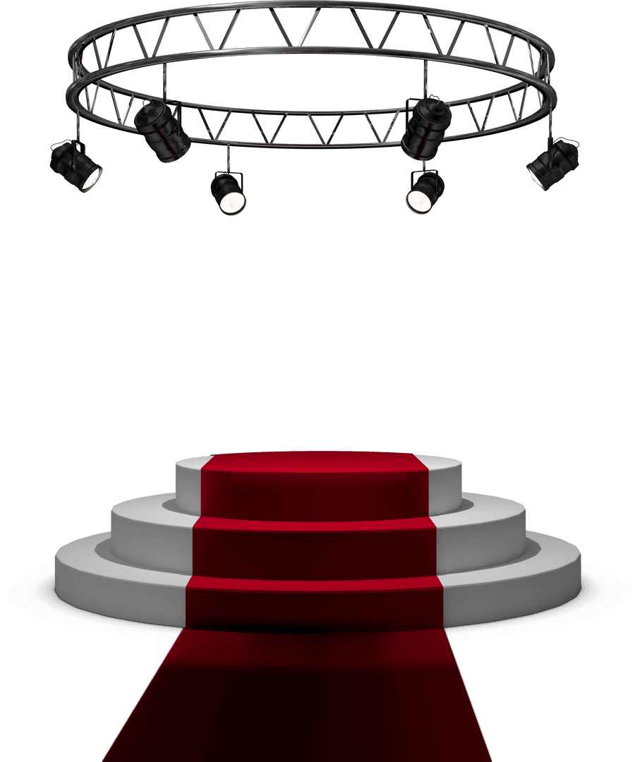 Transparent Spotlight Lit Podium with Red Carpet for Celebrations