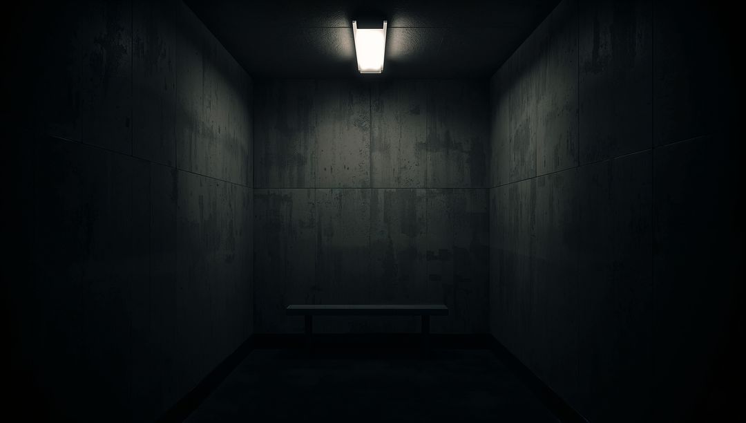 Minimalist Room with Fluorescent Light and Industrial Bench