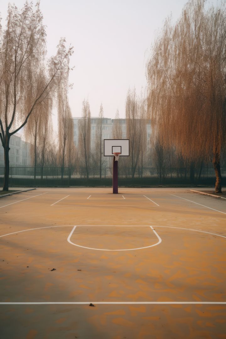 Basketball court surrounded by trees, created using generative ai technology - Free Images, Stock Photos and Pictures on Pikwizard.com