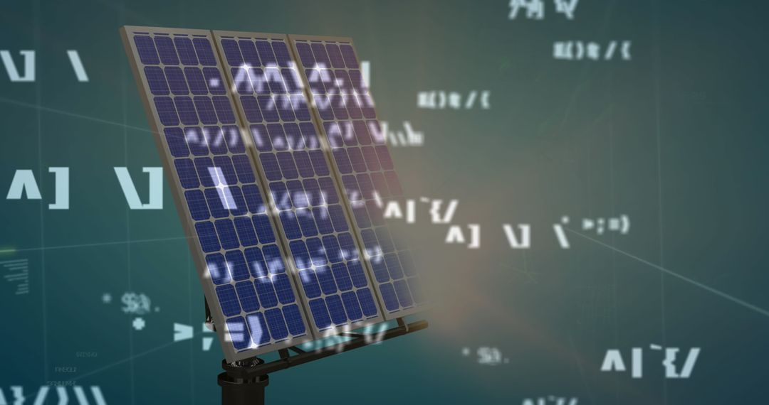 Solar Panel with Data Overlay Illustrating Renewable Energy Technology