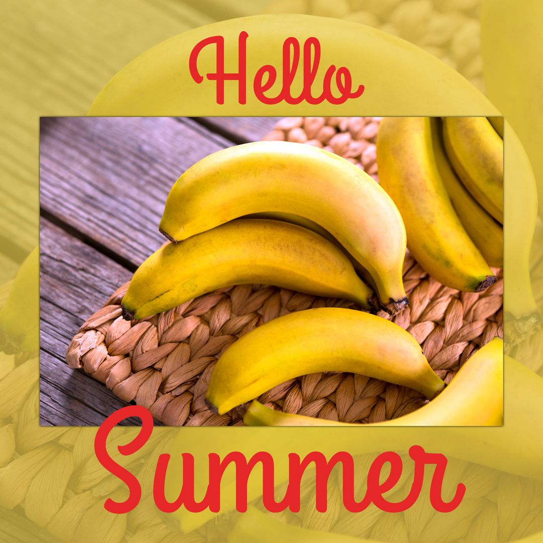 Summer Vibes with Fresh Bananas and Cheerful Hello Summer Text