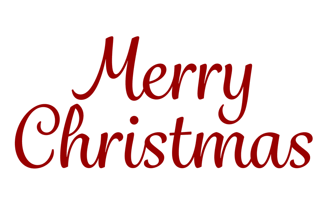 Merry Christmas Calligraphy Text on Transparent Background