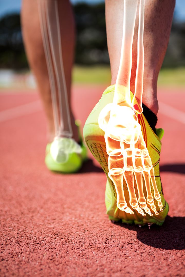 Highlighted foot bones of jogging man - Free Images, Stock Photos and Pictures on Pikwizard.com