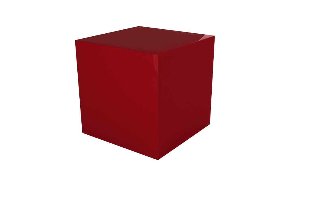 Red Geometric Cube Isolated on Transparent Background for Graphic Design