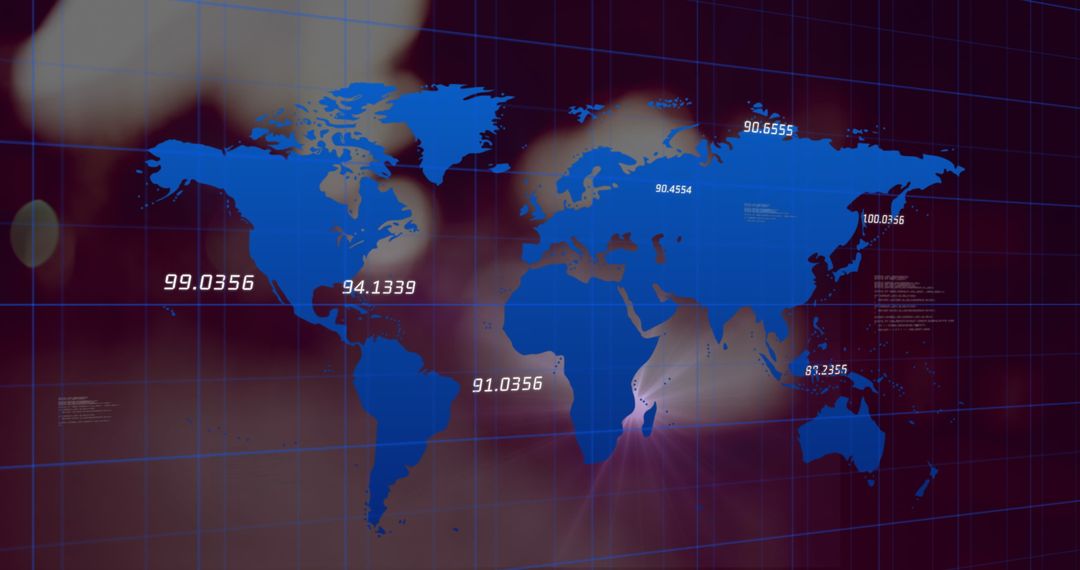 Global Data Network with Futuristic World Map
