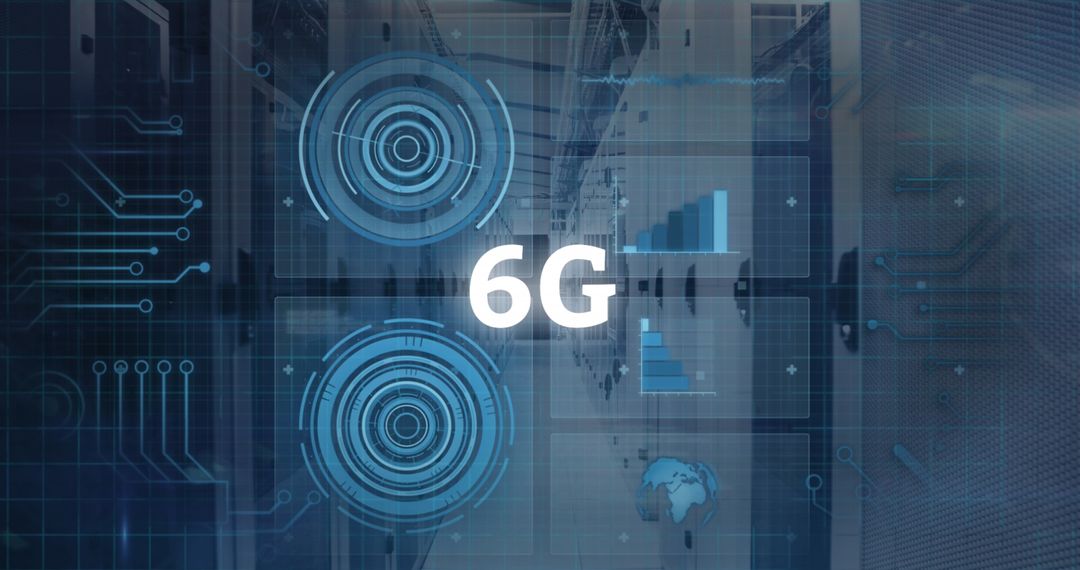 6G Technology and Data Analysis in Futuristic Server Room