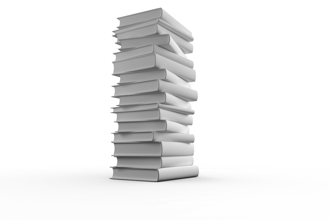 Stack of White Books on Transparent Background for Creative Design