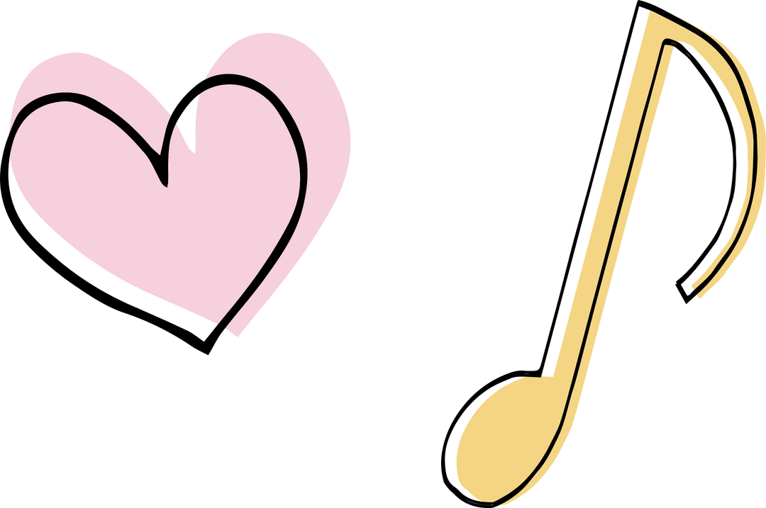 Transparent Design of Heart and Music Note Symbols