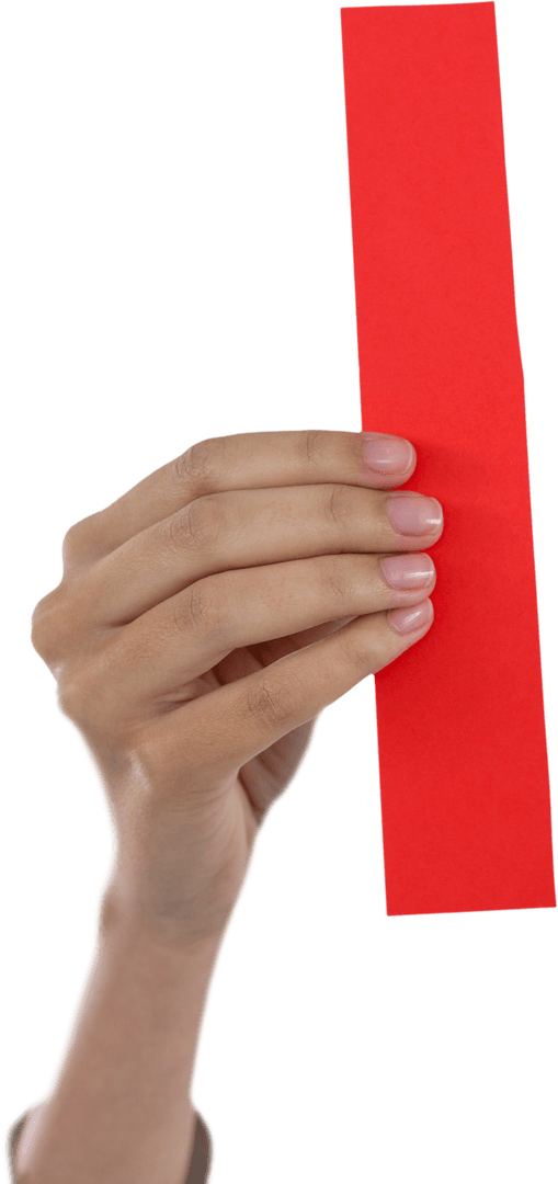 Transparent Hand Holding Red Rectangular Shape