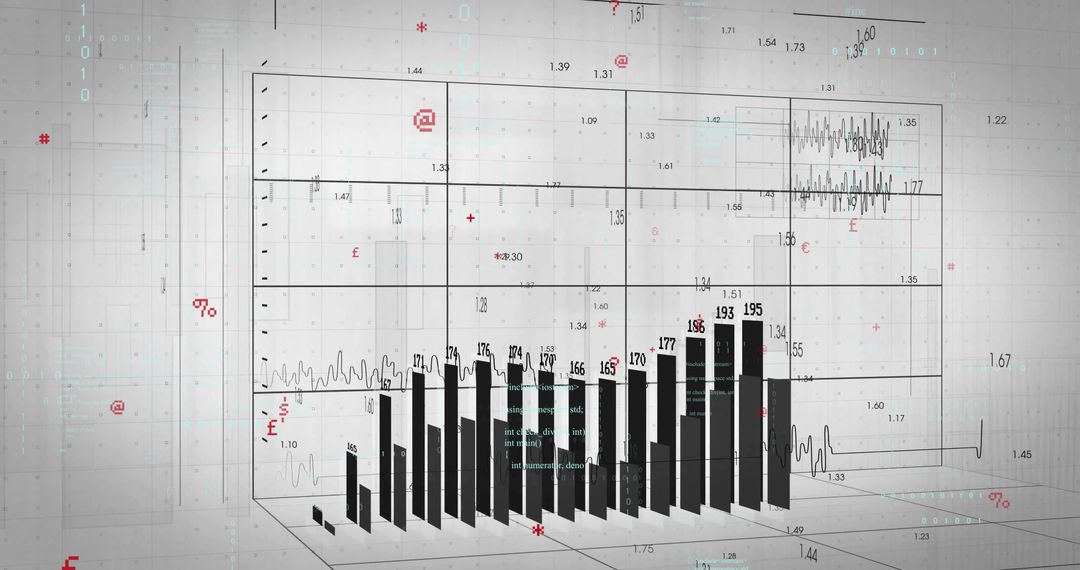 3D Data Visualization with Futuristic Metrics Overlay