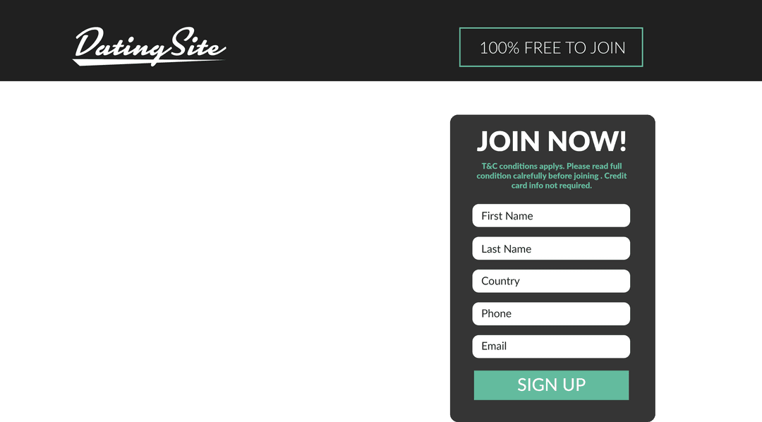 Transparent Dating Site Sign-Up Form with Pricing Plan Visibility