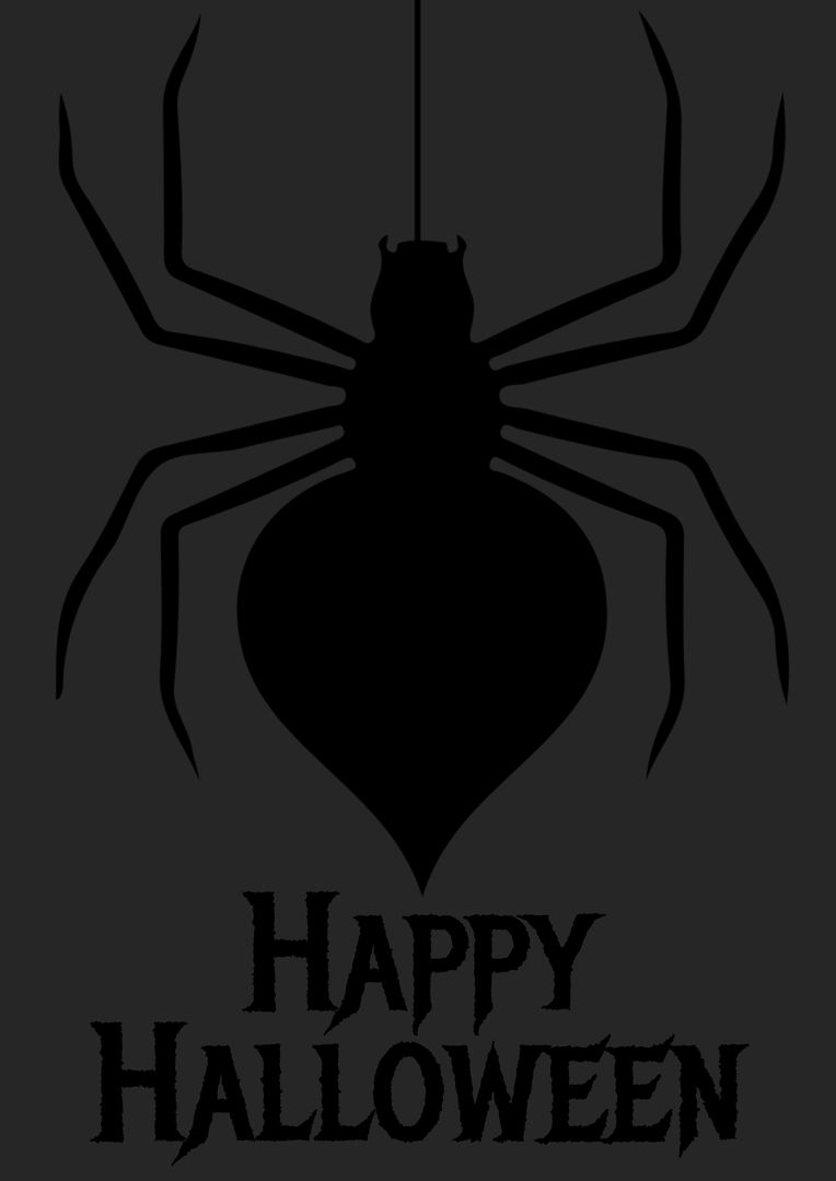 Dark Spider Silhouette with Happy Halloween Message