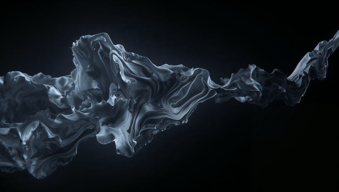 Futuristic Abstract Fluid Form in Dark Minimal Space