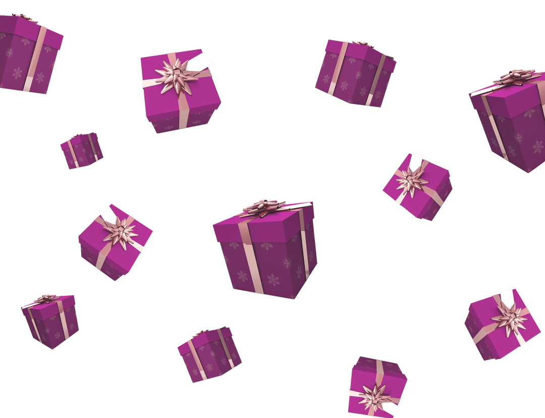 Vibrant Purple Gift Boxes on Transparent Background