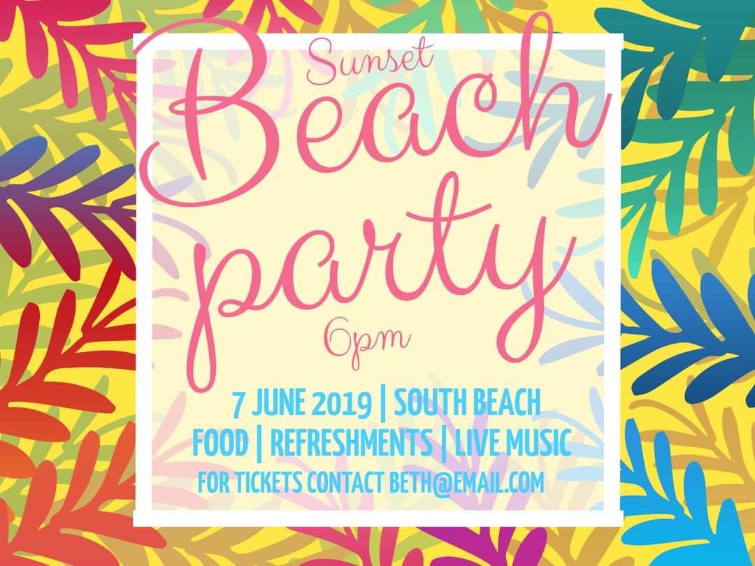 Tropical Beach Party Invitation with Vibrant Colors