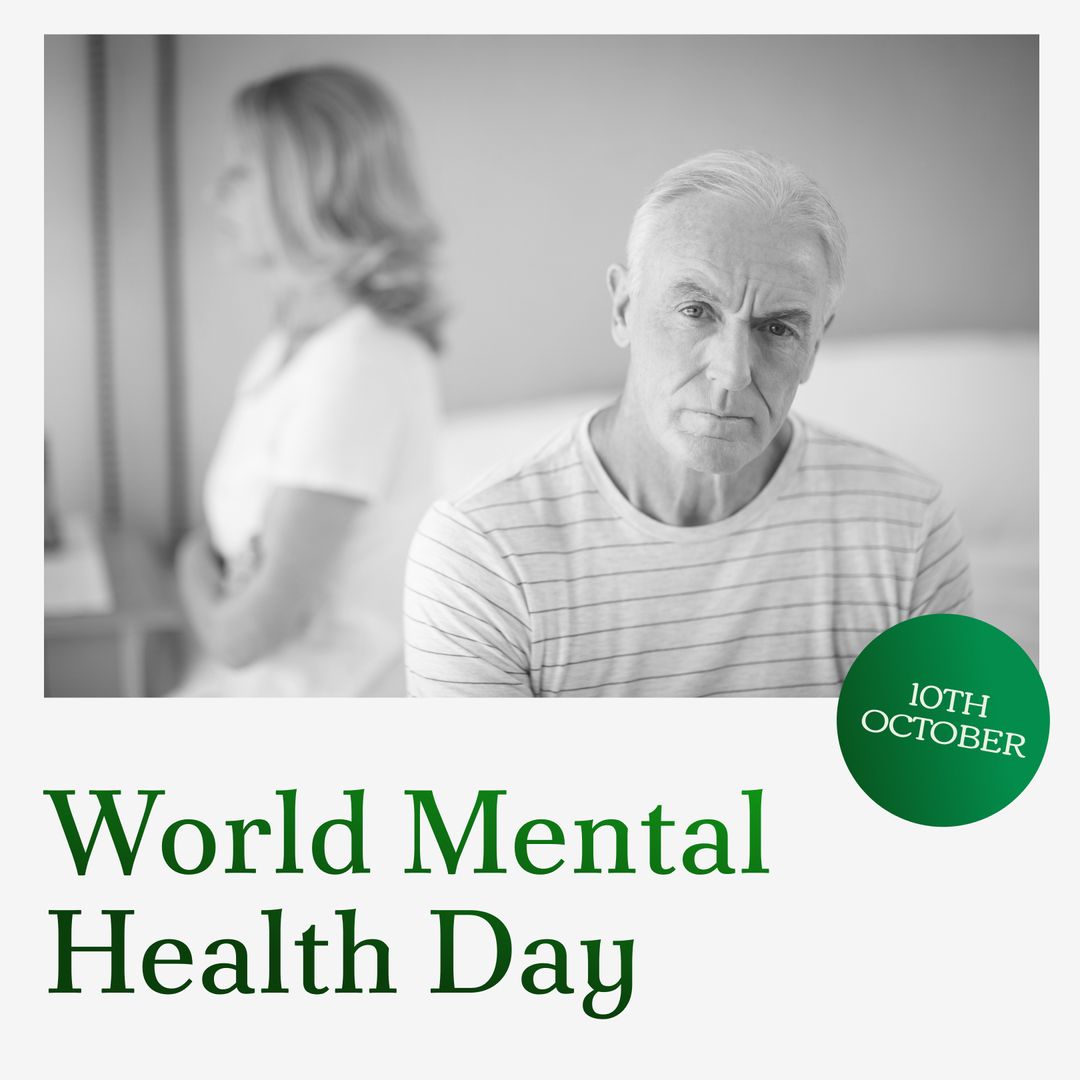 World Mental Health Day Awareness with Thoughtful Senior Man