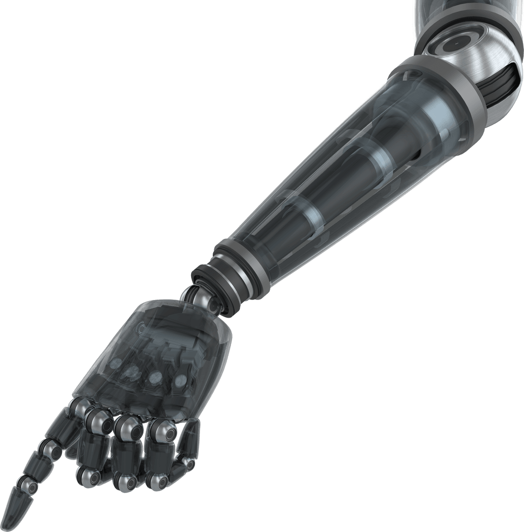 Transparent High-Tech Robotic Hand Pointing