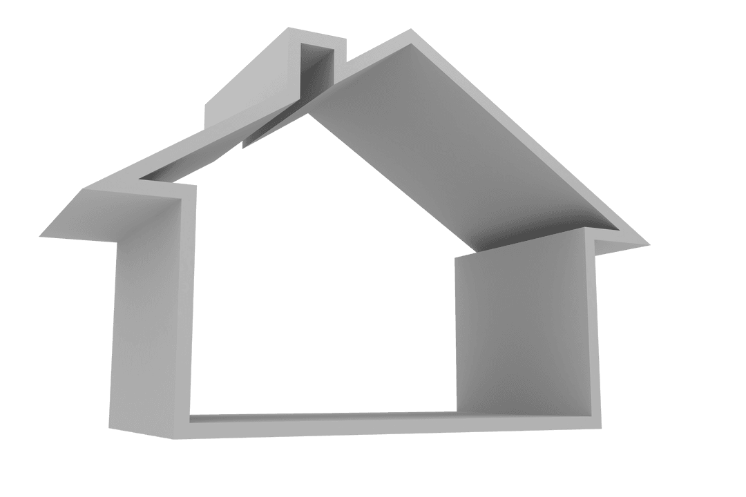 Minimalist Grey House Outline on Transparent Background