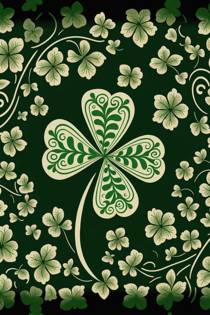 Clover Leaf Pattern with Intricate Designs on Green Background - Free Images, Stock Photos and Pictures on Pikwizard.com