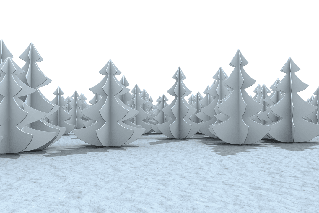 Stylized Transparent Christmas Tree Forest Winter Concept