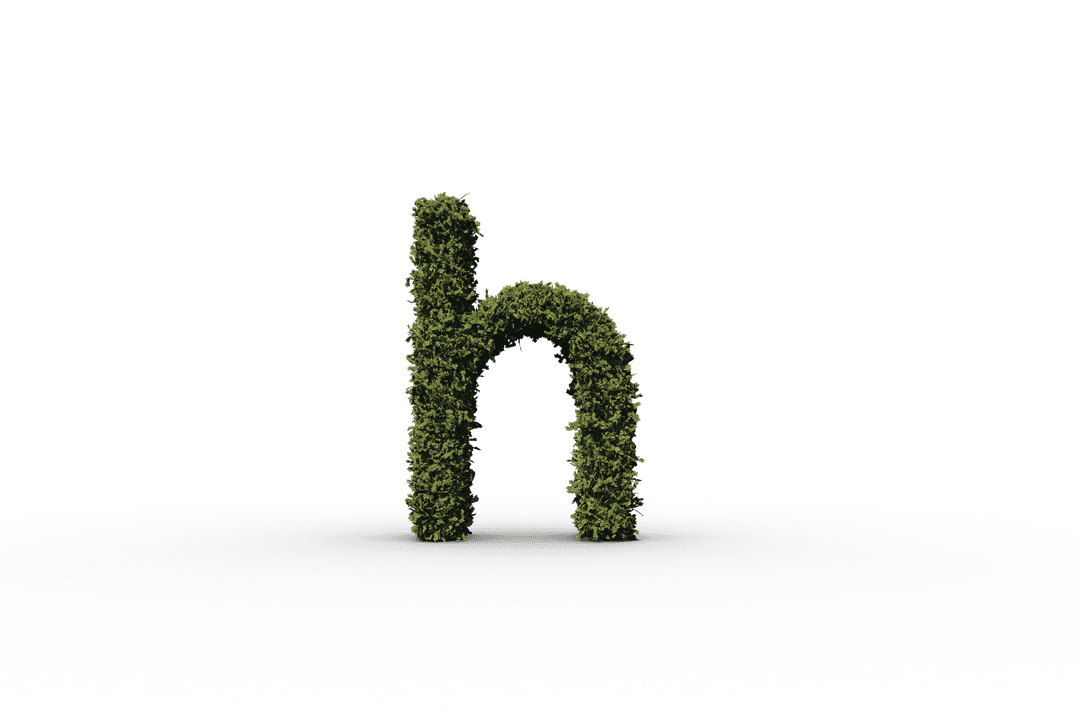 Transparent H Letter with Grass Texture on Clear Background
