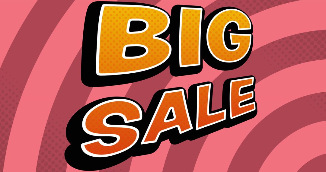 Retro big sale announcement with pink wavy background