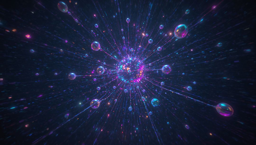 Radiant Cosmic Burst with Floating Transparent Spheres