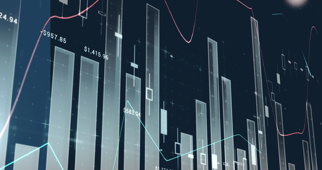 Digital Financial Data Processing Indicators on Blue Background