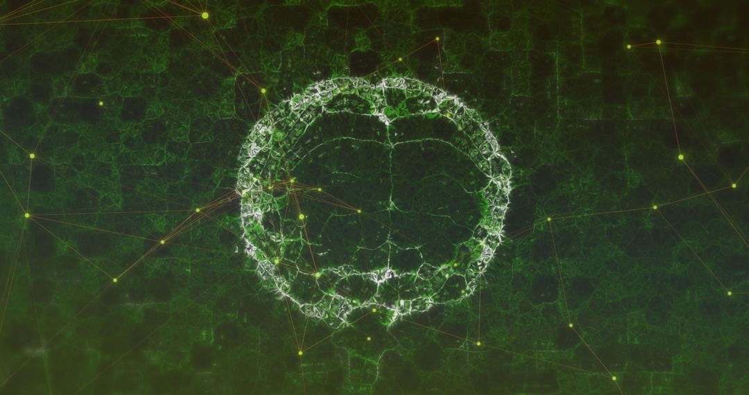 Digital Brain Visualization with Network Connections on Green Background