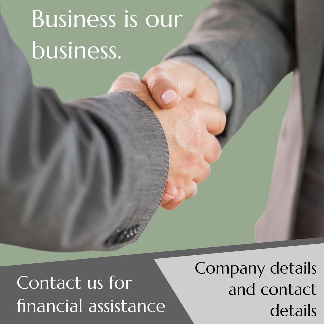 Business Handshake with Partnership and Financial Assistance Message