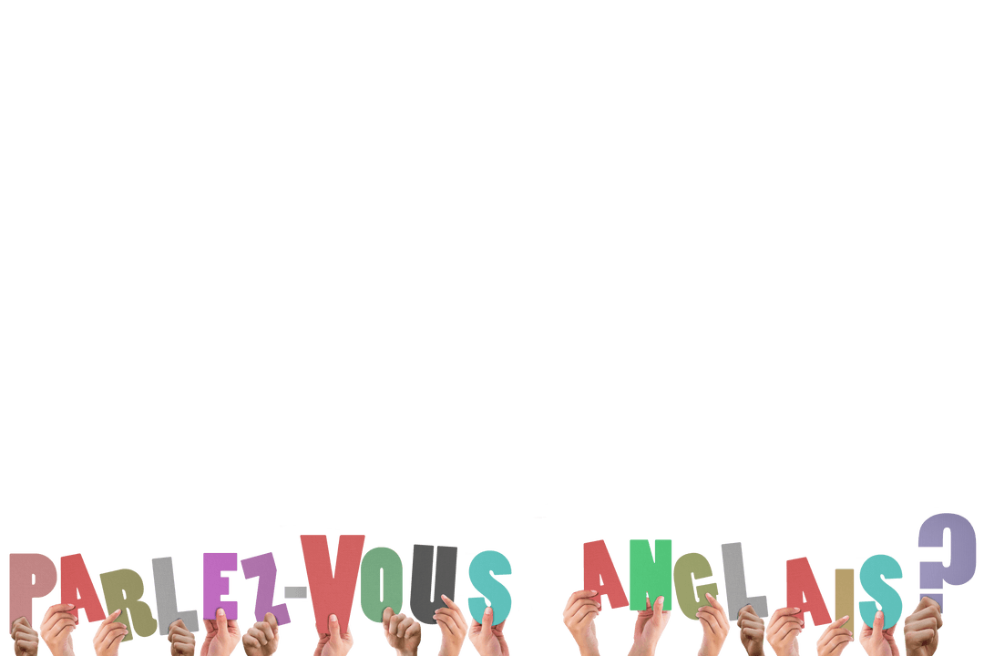 Transparent Hands Holding Colorful French Language Question