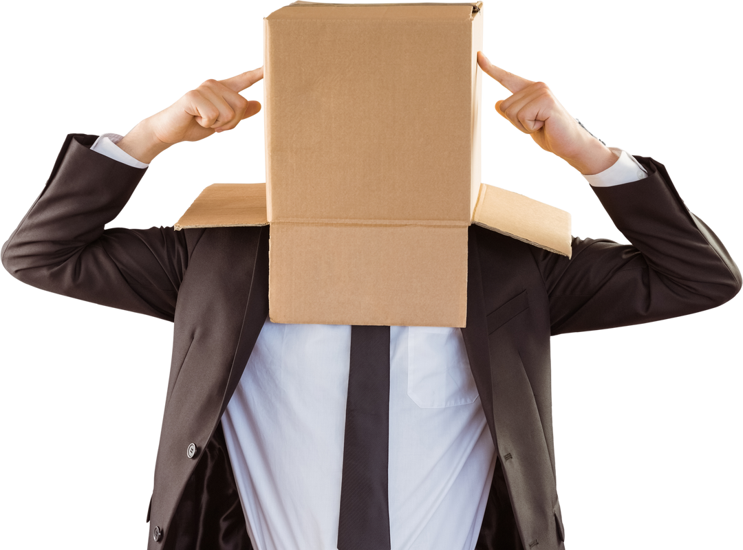 Transparent Anonymous Businessman Wearing Box on Head and Pointing - Download Free Stock Images Pikwizard.com