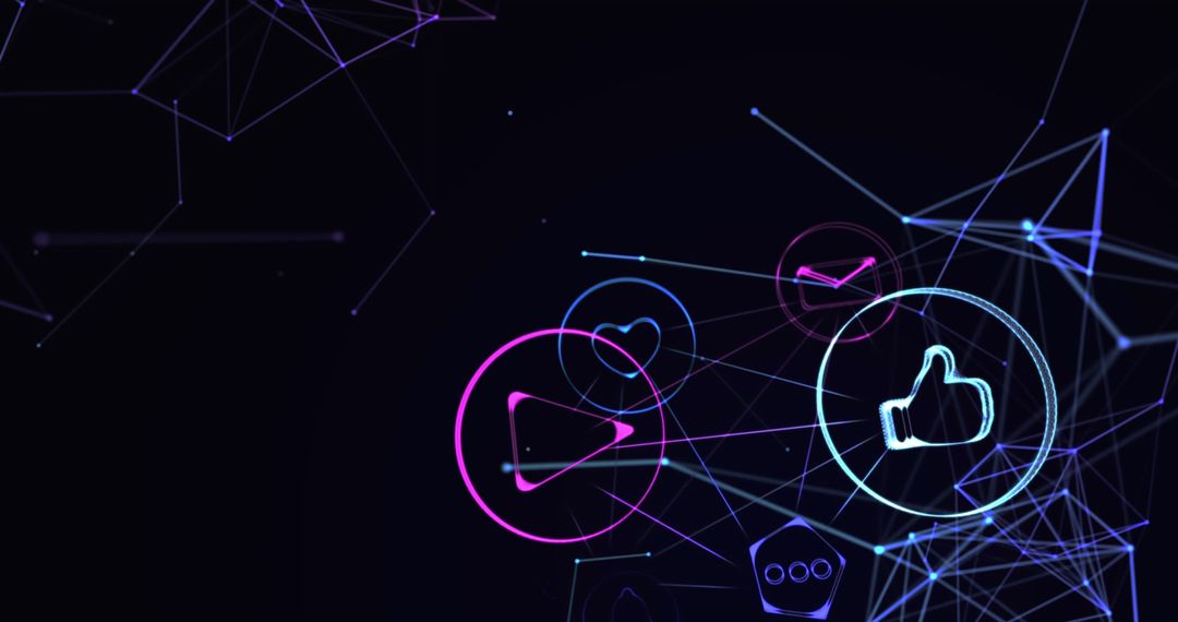 Digital Network with Abstract Social Media Icons