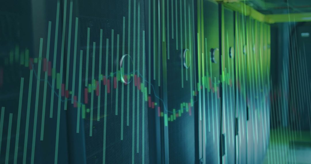 Digital Data Center with Futuristic Charts and LED Lighting