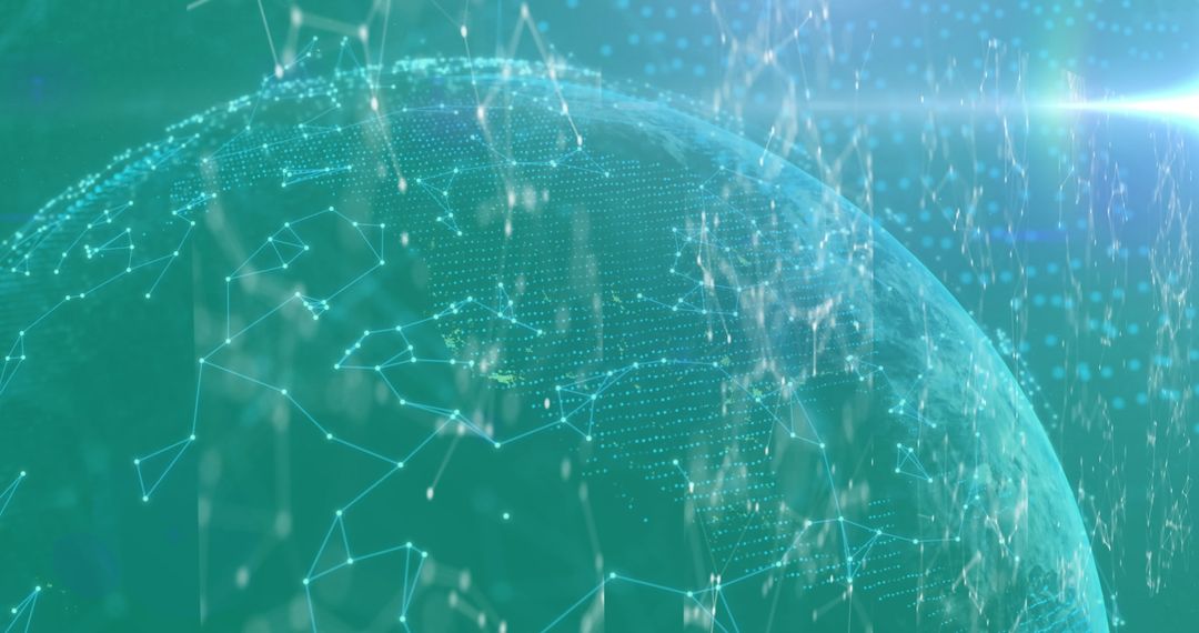 Digital Globe with Network Connections on Green Background