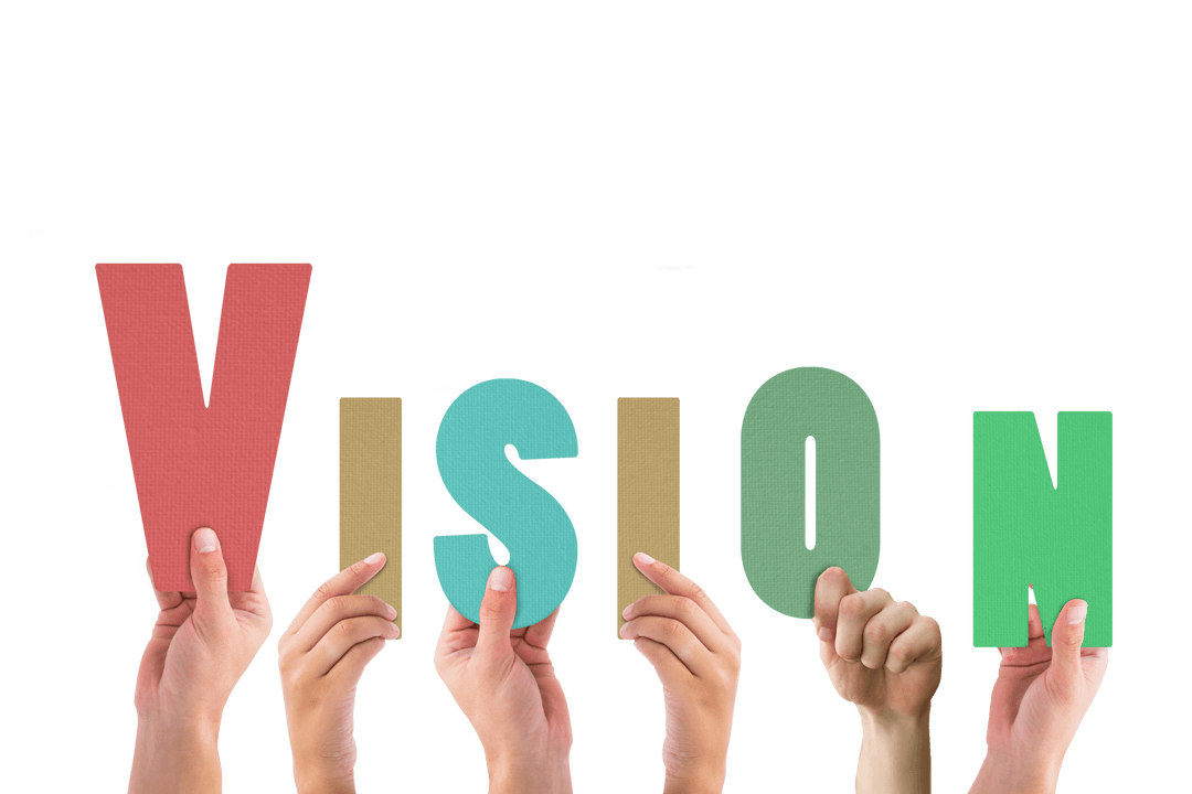 Hands Holding Vision Text with Transparent Background