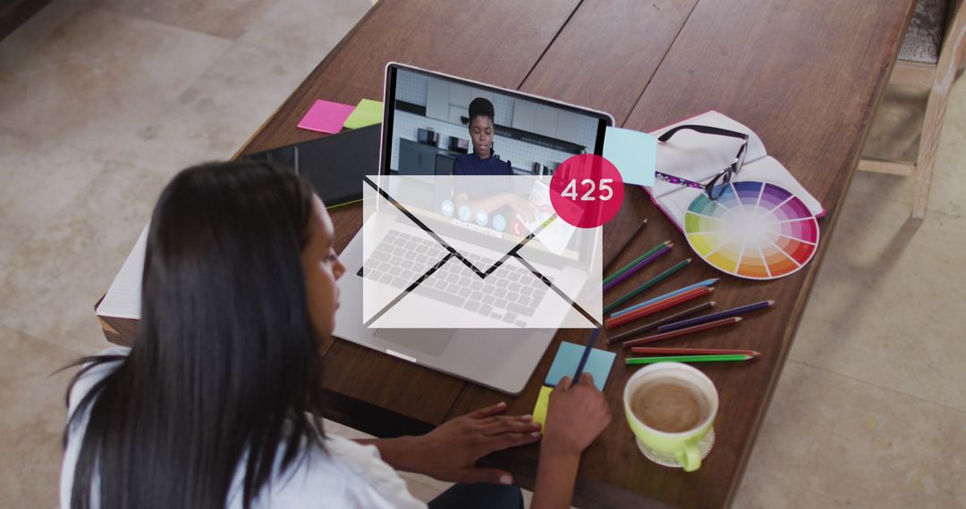 Digital Overload and Busy Workspace Concept