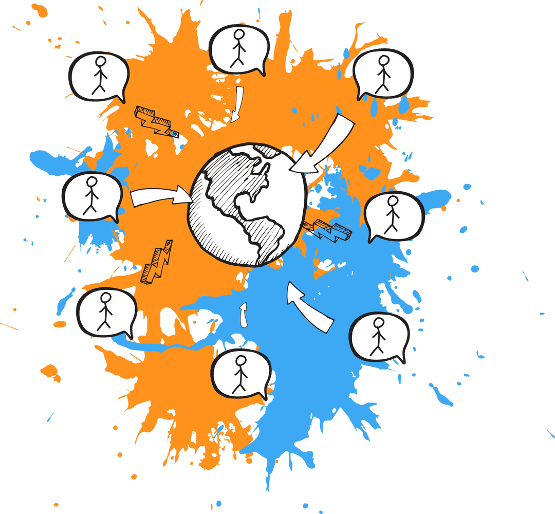 Global Communication Network on Transparent Background