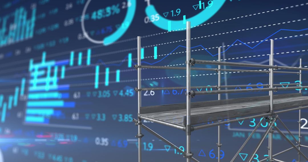 Scaffolding Against Financial Data Background Symbolizing Growth