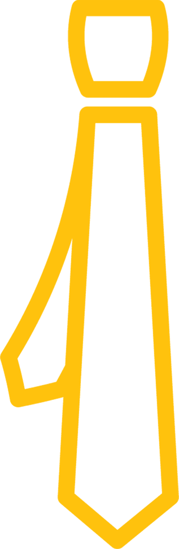 Stylized Yellow Tie on Transparent Background for Party Decor