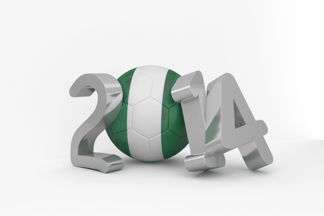Transparent 2014 Theme with Nigeria Flag Soccer Ball