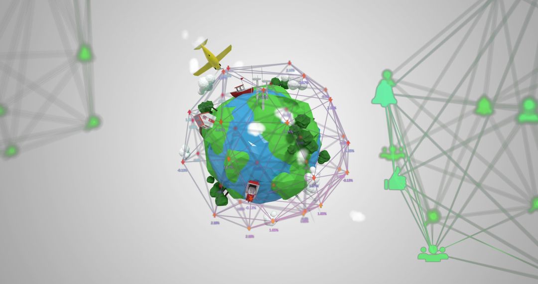 Abstract Globe with Network and Transportation Elements