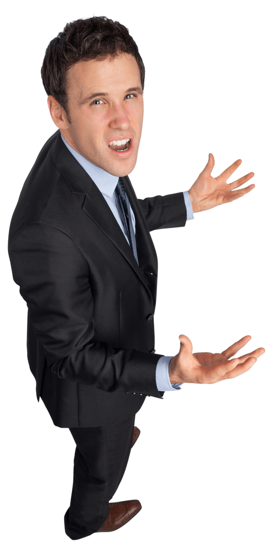 Frustrated Caucasian Businessman Gesturing Confusion Transparent