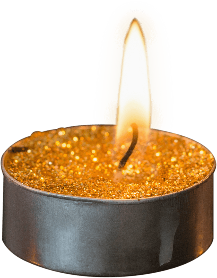 Lit Tea Light Candle on Transparent Background for Lighting Design