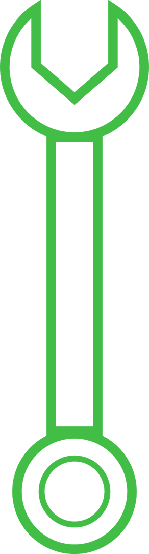 Green Wrench Icon on Transparent Background Tool Design