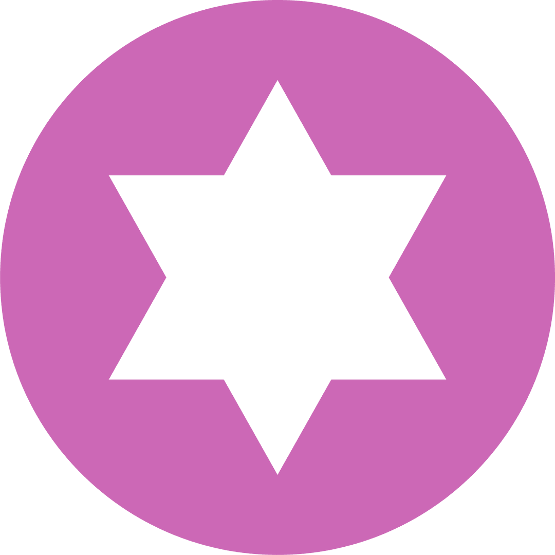 Pink Magenta Circle Enveloping Transparent Six-Pointed Star Emblem